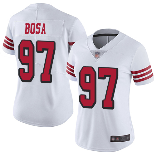 Nike 49ers #97 Nick Bosa White Rush Women's Stitched NFL Vapor Untouchable Limited Jersey Nike 49ers #97 Nick Bosa White Rush Women's Stitched NFL Vapor Untouchable Limited Jersey