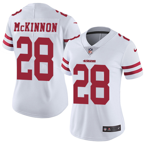 Nike 49ers #28 Jerick McKinnon White Women's Stitched NFL Vapor Untouchable Limited Jersey Nike 49ers #28 Jerick McKinnon White Women's Stitched NFL Vapor Untouchable Limited Jersey