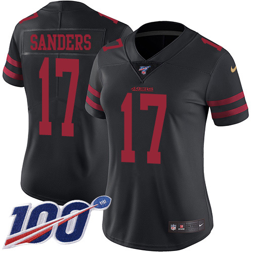Nike 49ers #17 Emmanuel Sanders Black Alternate Women's Stitched NFL 100th Season Vapor Limited Jersey Nike 49ers #17 Emmanuel Sanders Black Alternate Women's Stitched NFL 100th Season Vapor Limited Jersey