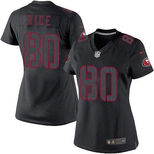 Nike 49ers #80 Jerry Rice Black Impact Women's Stitched NFL Limited Jersey Nike 49ers #80 Jerry Rice Black Impact Women's Stitched NFL Limited Jersey