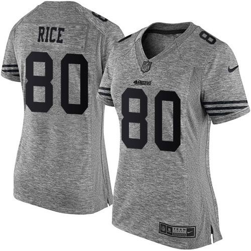 Nike 49ers #80 Jerry Rice Gray Women's Stitched NFL Limited Gridiron Gray Jersey Nike 49ers #80 Jerry Rice Gray Women's Stitched NFL Limited Gridiron Gray Jersey