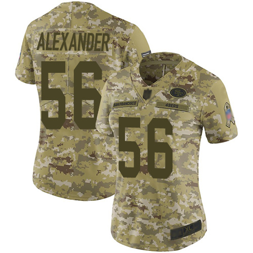 Nike 49ers #56 Kwon Alexander Camo Women's Stitched NFL Limited 2018 Salute to Service Jersey Nike 49ers #56 Kwon Alexander Camo Women's Stitched NFL Limited 2018 Salute to Service Jersey
