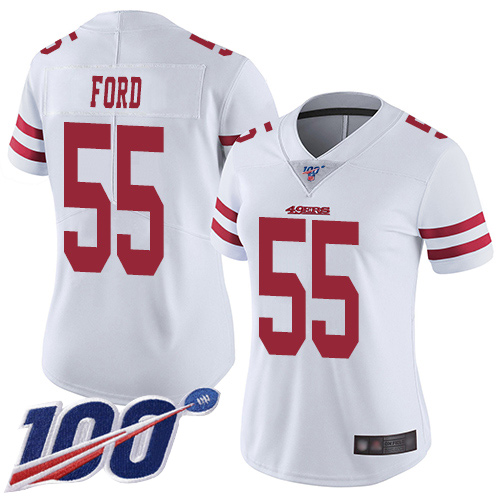 Nike 49ers #55 Dee Ford White Women's Stitched NFL 100th Season Vapor Limited Jersey Nike 49ers #55 Dee Ford White Women's Stitched NFL 100th Season Vapor Limited Jersey