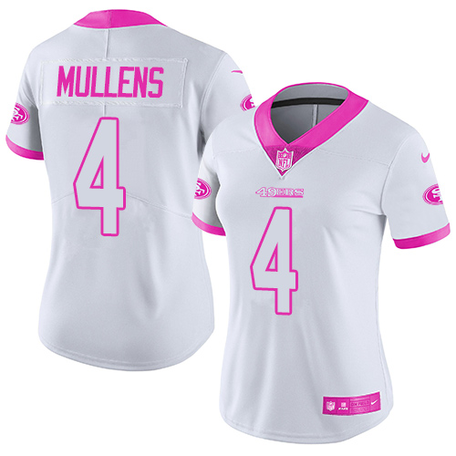 Nike 49ers #4 Nick Mullens White/Pink Women's Stitched NFL Limited Rush Fashion Jersey Nike 49ers #4 Nick Mullens White/Pink Women's Stitched NFL Limited Rush Fashion Jersey