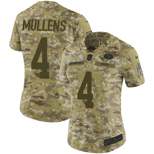 Nike 49ers #4 Nick Mullens Camo Women's Stitched NFL Limited 2018 Salute to Service Jersey Nike 49ers #4 Nick Mullens Camo Women's Stitched NFL Limited 2018 Salute to Service Jersey