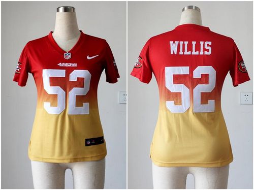 Nike 49ers #52 Patrick Willis Red/Gold Women's Stitched NFL Elite Fadeaway Fashion Jersey Nike 49ers #52 Patrick Willis Red/Gold Women's Stitched NFL Elite Fadeaway Fashion Jersey