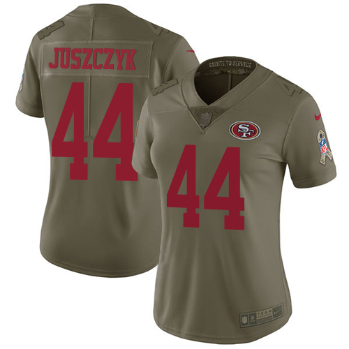 Nike 49ers #44 Kyle Juszczyk Olive Women's Stitched NFL Limited 2017 Salute to Service Jersey Nike 49ers #44 Kyle Juszczyk Olive Women's Stitched NFL Limited 2017 Salute to Service Jersey