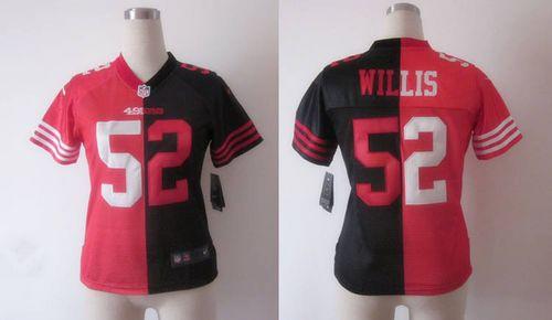 Nike 49ers #52 Patrick Willis Black/Red Women's Stitched NFL Elite Split Jersey Nike 49ers #52 Patrick Willis Black/Red Women's Stitched NFL Elite Split Jersey
