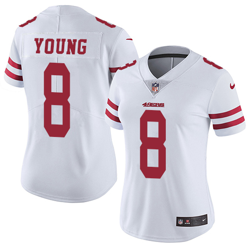 Nike 49ers #8 Steve Young White Women's Stitched NFL Vapor Untouchable Limited Jersey Nike 49ers #8 Steve Young White Women's Stitched NFL Vapor Untouchable Limited Jersey
