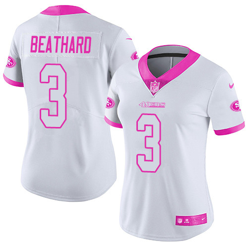 Nike 49ers #3 C.J. Beathard White/Pink Women's Stitched NFL Limited Rush Fashion Jersey Nike 49ers #3 C.J. Beathard White/Pink Women's Stitched NFL Limited Rush Fashion Jersey