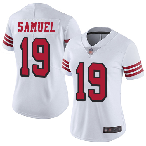 Nike 49ers #19 Deebo Samuel White Rush Women's Stitched NFL Vapor Untouchable Limited Jersey Nike 49ers #19 Deebo Samuel White Rush Women's Stitched NFL Vapor Untouchable Limited Jersey