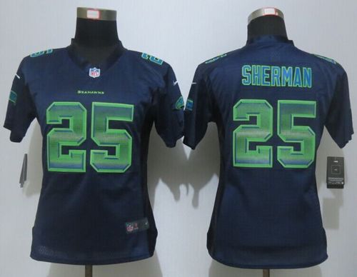 Nike Seahawks #25 Richard Sherman Steel Blue Team Color Women's Stitched NFL Elite Strobe Jersey Nike Seahawks #25 Richard Sherman Steel Blue Team Color Women's Stitched NFL Elite Strobe Jersey