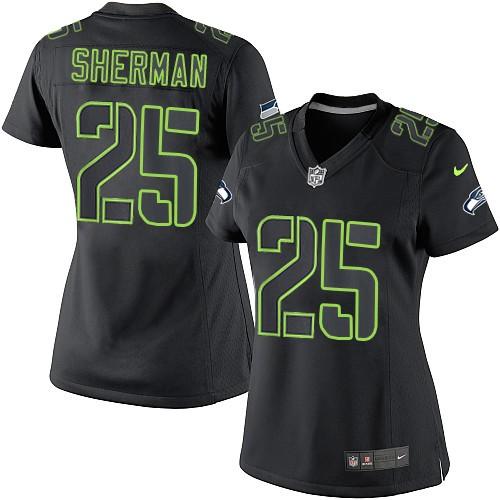 Nike Seahawks #25 Richard Sherman Black Impact Women's Stitched NFL Limited Jersey Nike Seahawks #25 Richard Sherman Black Impact Women's Stitched NFL Limited Jersey