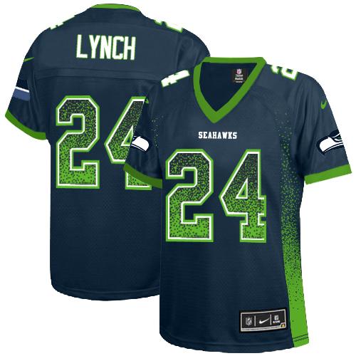 Nike Seahawks #24 Marshawn Lynch Steel Blue Team Color Women's Stitched NFL Elite Drift Fashion Jersey Nike Seahawks #24 Marshawn Lynch Steel Blue Team Color Women's Stitched NFL Elite Drift Fashion Jersey