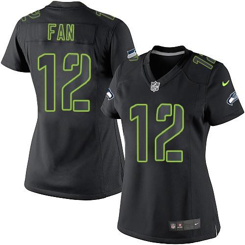 Nike Seahawks #12 Fan Black Impact Women's Stitched NFL Limited Jersey Nike Seahawks #12 Fan Black Impact Women's Stitched NFL Limited Jersey