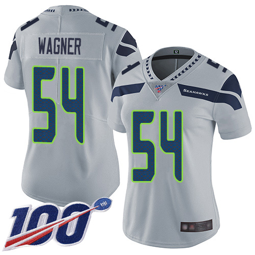 Nike Seahawks #54 Bobby Wagner Grey Alternate Women's Stitched NFL 100th Season Vapor Limited Jersey Nike Seahawks #54 Bobby Wagner Grey Alternate Women's Stitched NFL 100th Season Vapor Limited Jersey