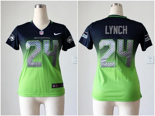 Nike Seahawks #24 Marshawn Lynch Steel Blue/Green Women's Stitched NFL Elite Fadeaway Fashion Jersey Nike Seahawks #24 Marshawn Lynch Steel Blue/Green Women's Stitched NFL Elite Fadeaway Fashion Jersey
