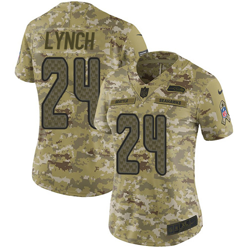 Nike Seahawks #24 Marshawn Lynch Camo Women's Stitched NFL Limited 2018 Salute to Service Jersey Nike Seahawks #24 Marshawn Lynch Camo Women's Stitched NFL Limited 2018 Salute to Service Jersey