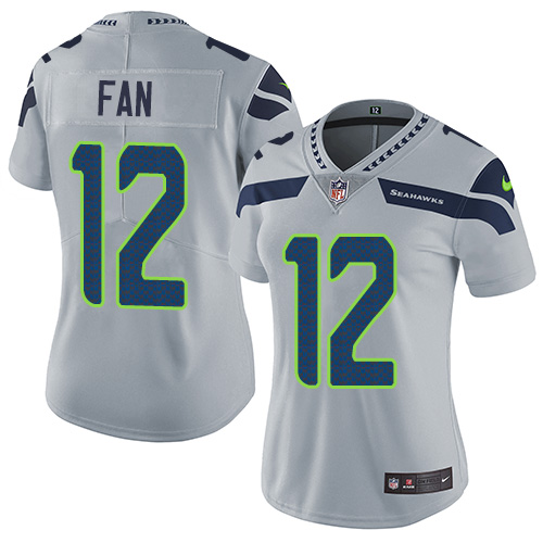 Nike Seahawks #12 Fan Grey Alternate Women's Stitched NFL Vapor Untouchable Limited Jersey Nike Seahawks #12 Fan Grey Alternate Women's Stitched NFL Vapor Untouchable Limited Jersey