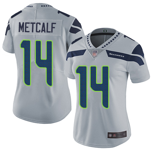Nike Seahawks #14 D.K. Metcalf Grey Alternate Women's Stitched NFL Vapor Untouchable Limited Jersey Nike Seahawks #14 D.K. Metcalf Grey Alternate Women's Stitched NFL Vapor Untouchable Limited Jersey