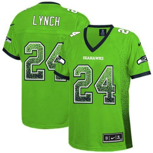 Nike Seahawks #24 Marshawn Lynch Green Women's Stitched NFL Elite Drift Fashion Jersey Nike Seahawks #24 Marshawn Lynch Green Women's Stitched NFL Elite Drift Fashion Jersey
