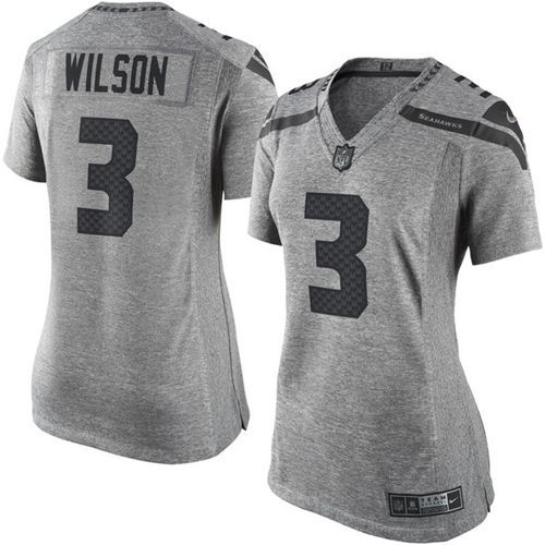Nike Seahawks #3 Russell Wilson Gray Women's Stitched NFL Limited Gridiron Gray Jersey Nike Seahawks #3 Russell Wilson Gray Women's Stitched NFL Limited Gridiron Gray Jersey