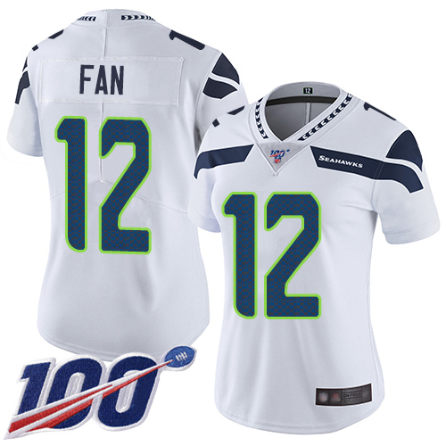 Nike Seahawks #12 Fan White Women's Stitched NFL 100th Season Vapor Limited Jersey Nike Seahawks #12 Fan White Women's Stitched NFL 100th Season Vapor Limited Jersey