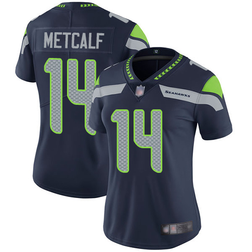 Nike Seahawks #14 D.K. Metcalf Steel Blue Team Color Women's Stitched NFL Vapor Untouchable Limited Jersey Nike Seahawks #14 D.K. Metcalf Steel Blue Team Color Women's Stitched NFL Vapor Untouchable Limited Jersey