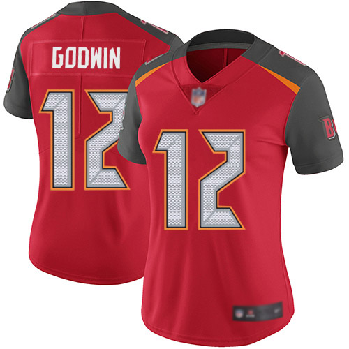 Nike Buccaneers #12 Chris Godwin Red Team Color Women's Stitched NFL Vapor Untouchable Limited Jersey