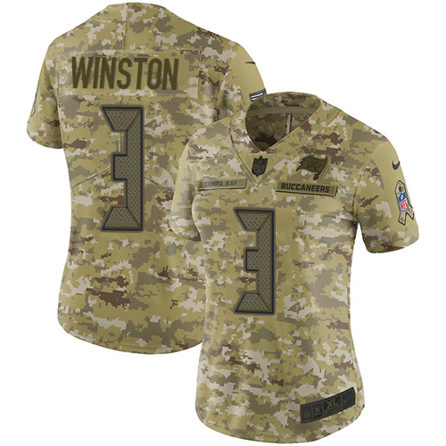 Nike Buccaneers #3 Jameis Winston Camo Women's Stitched NFL Limited 2018 Salute to Service Jersey Nike Buccaneers #3 Jameis Winston Camo Women's Stitched NFL Limited 2018 Salute to Service Jersey