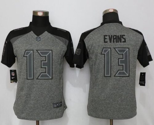 Nike Buccaneers #13 Mike Evans Gray Women's Stitched NFL Limited Gridiron Gray Jersey Nike Buccaneers #13 Mike Evans Gray Women's Stitched NFL Limited Gridiron Gray Jersey