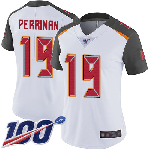 Nike Buccaneers #19 Breshad Perriman White Women's Stitched NFL 100th Season Vapor Limited Jersey Nike Buccaneers #19 Breshad Perriman White Women's Stitched NFL 100th Season Vapor Limited Jersey