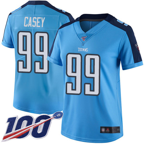 Nike Titans #99 Jurrell Casey Light Blue Women's Stitched NFL Limited Rush 100th Season Jersey Nike Titans #99 Jurrell Casey Light Blue Women's Stitched NFL Limited Rush 100th Season Jersey