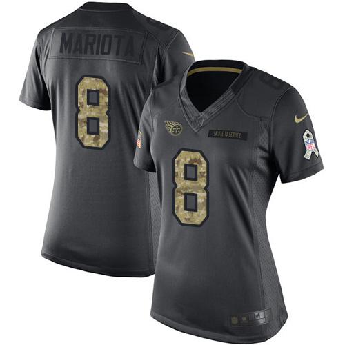 Nike Titans #8 Marcus Mariota Black Women's Stitched NFL Limited 2016 Salute to Service Jersey Nike Titans #8 Marcus Mariota Black Women's Stitched NFL Limited 2016 Salute to Service Jersey