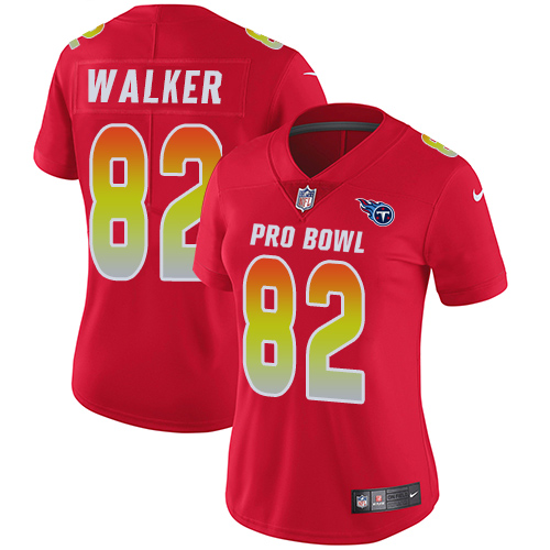 Nike Titans #82 Delanie Walker Red Women's Stitched NFL Limited AFC 2018 Pro Bowl Jersey Nike Titans #82 Delanie Walker Red Women's Stitched NFL Limited AFC 2018 Pro Bowl Jersey