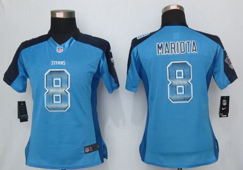 Nike Titans #8 Marcus Mariota Light Blue Alternate Women's Stitched NFL Elite Strobe Jersey Nike Titans #8 Marcus Mariota Light Blue Alternate Women's Stitched NFL Elite Strobe Jersey