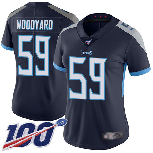 Nike Titans #59 Wesley Woodyard Navy Blue Team Color Women's Stitched NFL 100th Season Vapor Limited Jersey Nike Titans #59 Wesley Woodyard Navy Blue Team Color Women's Stitched NFL 100th Season Vapor Limited Jersey