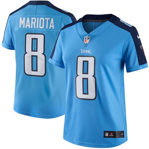Nike Titans #8 Marcus Mariota Light Blue Women's Stitched NFL Limited Rush Jersey Nike Titans #8 Marcus Mariota Light Blue Women's Stitched NFL Limited Rush Jersey