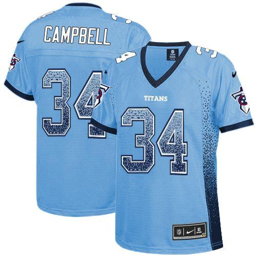 Nike Titans #34 Earl Campbell Light Blue Alternate Women's Stitched NFL Elite Drift Fashion Jersey Nike Titans #34 Earl Campbell Light Blue Alternate Women's Stitched NFL Elite Drift Fashion Jersey