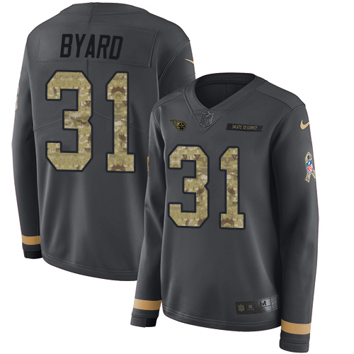 Nike Titans #31 Kevin Byard Anthracite Salute to Service Women's Stitched NFL Limited Therma Long Sleeve Jersey Nike Titans #31 Kevin Byard Anthracite Salute to Service Women's Stitched NFL Limited Therma Long Sleeve Jersey