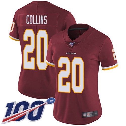 Nike Redskins #20 Landon Collins Burgundy Red Team Color Women's Stitched NFL 100th Season Vapor Limited Jersey