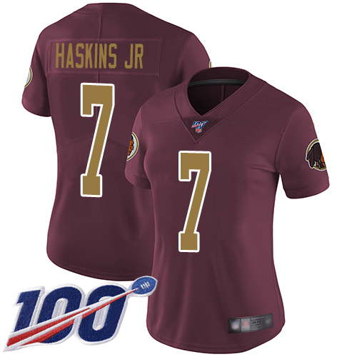 Nike Redskins #7 Dwayne Haskins Jr Burgundy Red Alternate Women's Stitched NFL 100th Season Vapor Limited Jersey Nike Redskins #7 Dwayne Haskins Jr Burgundy Red Alternate Women's Stitched NFL 100th Season Vapor Limited Jersey