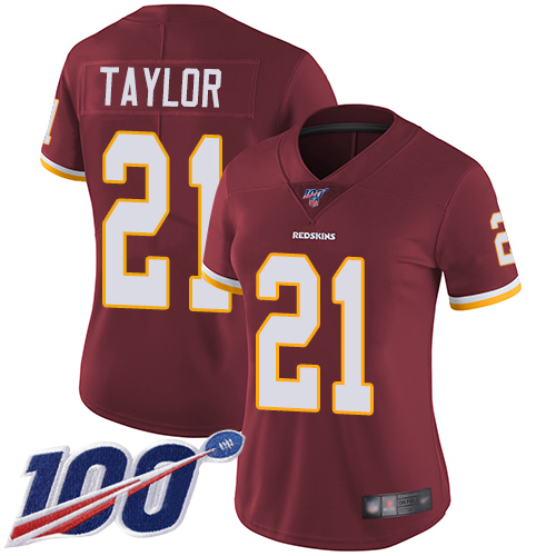 Nike Redskins #21 Sean Taylor Burgundy Red Team Color Women's Stitched NFL 100th Season Vapor Limited Jersey Nike Redskins #21 Sean Taylor Burgundy Red Team Color Women's Stitched NFL 100th Season Vapor Limited Jersey