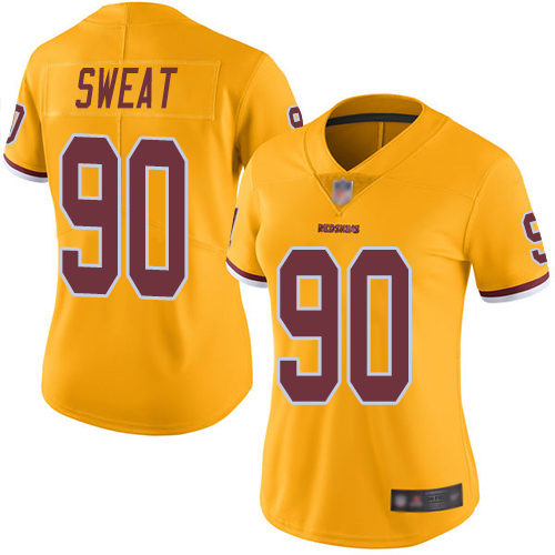 Nike Redskins #90 Montez Sweat Gold Women's Stitched NFL Limited Rush Jersey Nike Redskins #90 Montez Sweat Gold Women's Stitched NFL Limited Rush Jersey