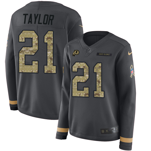 Nike Redskins #21 Sean Taylor Anthracite Salute to Service Women's Stitched NFL Limited Therma Long Sleeve Jersey Nike Redskins #21 Sean Taylor Anthracite Salute to Service Women's Stitched NFL Limited Therma Long Sleeve Jersey