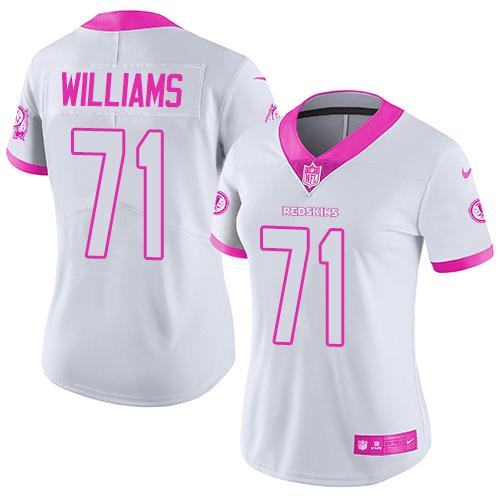 Nike Redskins #71 Trent Williams White/Pink Women's Stitched NFL Limited Rush Fashion Jersey Nike Redskins #71 Trent Williams White/Pink Women's Stitched NFL Limited Rush Fashion Jersey