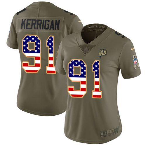 Nike Redskins #91 Ryan Kerrigan Olive/USA Flag Women's Stitched NFL Limited 2017 Salute to Service Jersey Nike Redskins #91 Ryan Kerrigan Olive/USA Flag Women's Stitched NFL Limited 2017 Salute to Service Jersey