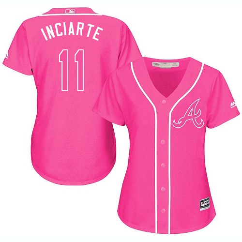 Braves #11 Ender Inciarte Pink Fashion Women's Stitched MLB Jersey Braves #11 Ender Inciarte Pink Fashion Women's Stitched MLB Jersey