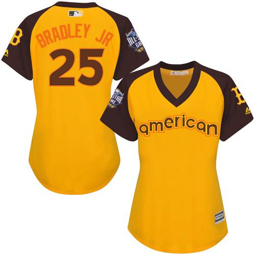 Red Sox #25 Jackie Bradley Jr Gold 2016 All-Star American League Women's Stitched MLB Jersey Red Sox #25 Jackie Bradley Jr Gold 2016 All-Star American League Women's Stitched MLB Jersey