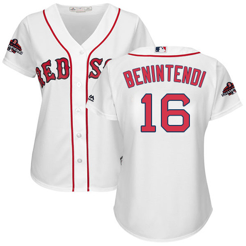Red Sox #16 Andrew Benintendi White Home 2018 World Series Champions Women's Stitched MLB Jersey Red Sox #16 Andrew Benintendi White Home 2018 World Series Champions Women's Stitched MLB Jersey